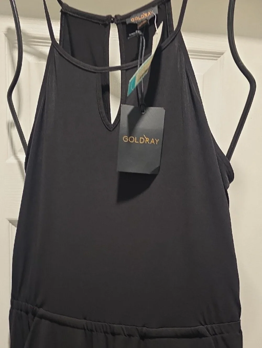 Goldray Black Halter Wide-Leg Jumpsuit
